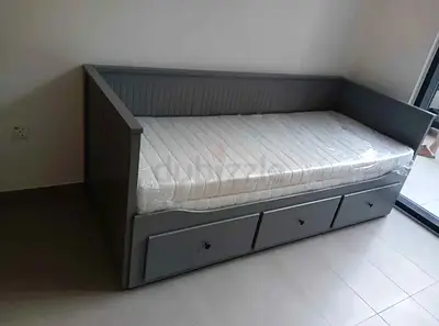 IKEA Hamnes Day bed with 3 storage drawers underneath and with 2 IKEA mattresses is available in exc