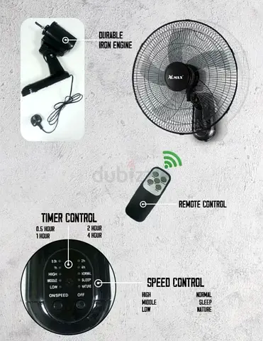Wall-Mounted Remote Control Electric Fan (Like New)
