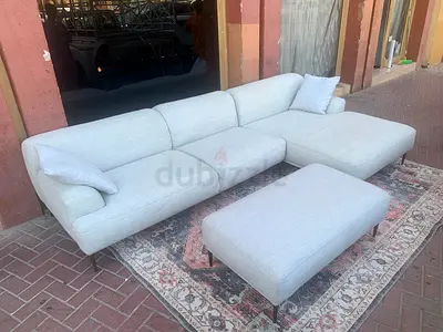 Like A New Condition High Quality the loom collection amelia L Shape Sofa with footstool