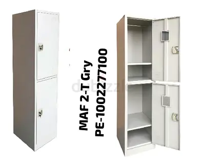 2-Tier Metal Locker Cabinet (Gray) - Good Condition