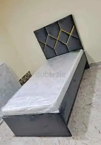 Brand New Single Bed Frame with Padded Headboard - Grey Velvet