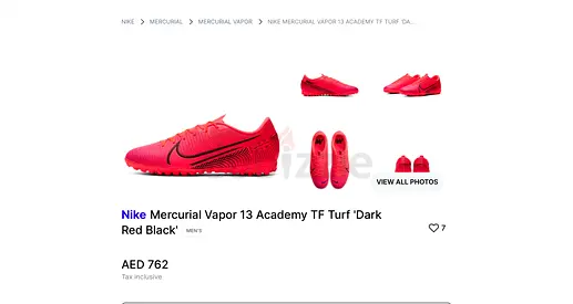 Nike Mercurial Vapor 13 Academy TF - Dark Red/Black (Size 34) kids