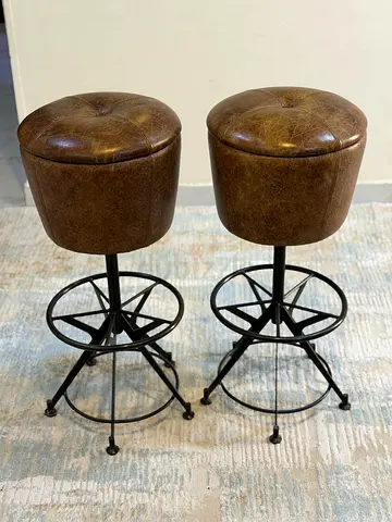 Marina Home Timothy Oulton Leather Bar Stools