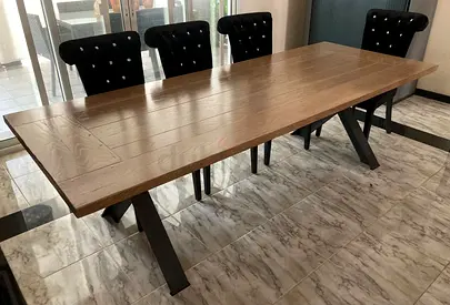 Roche Bobois Solid Wood Dining Table (with 8 Chairs)
