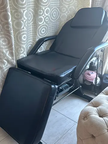 Black Reclining Salon/Barber Chair with Footrest