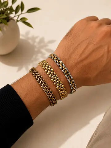 Anti tarnish mens bracelet