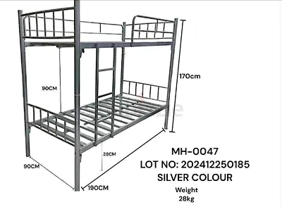 Metal Bunk Bed Frame - Silver, Twin over Full, Good Condition