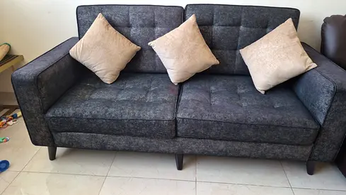 Compact 2-Seater Grey Fabric Sofa with Cushions - Good Condition-brand new