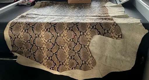 Genuine snakeskin leather hide - large piece, natural pattern