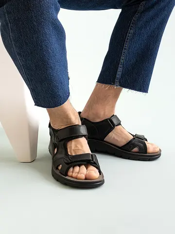 Comfortable Black Mens Velcro Sandals - Size Not Specified