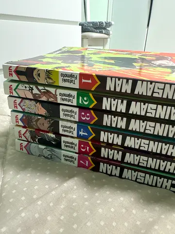 Chainsaw man volumes 1-7 without volume 6, 30 aed per volume