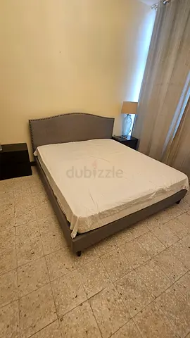 King upholstered bed 180x200 frame with mattress with headboard- Grey