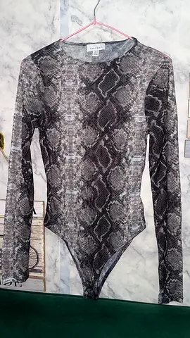 Topshop Snake Print Mesh Bodysuit