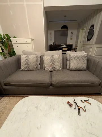 Gray 3-Seater Sofa with 4 Cushions - Good Condition