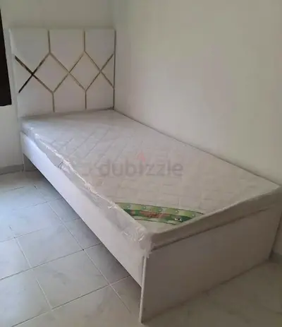 Brand New Single bed frame with mattress - white,