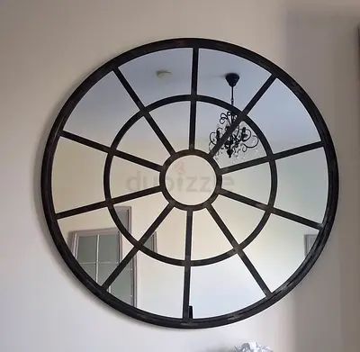 Marina Home Decorative Round Window Pane Wall Mirror