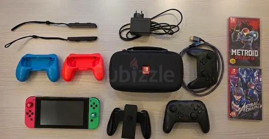 Nintendo Switch Bundle with Pro Controller + 2 Games (Metroid  Astral Chain)
