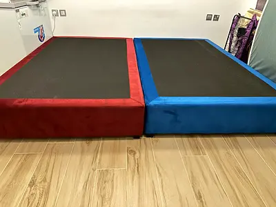 One double bed, two single beds with mattresses (new), plus an extra mattress.