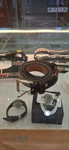 Classic Brown Leather Belt with Silver Buckle