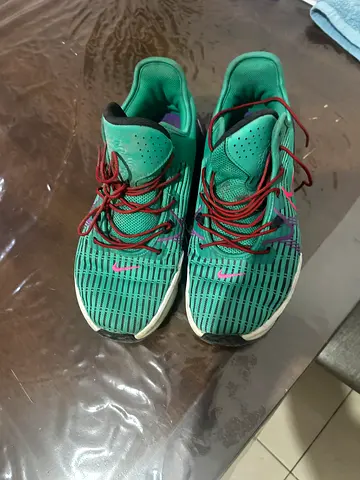 Used Lebrons in good condition with lightly used grip on the bottom and with new red laces price is