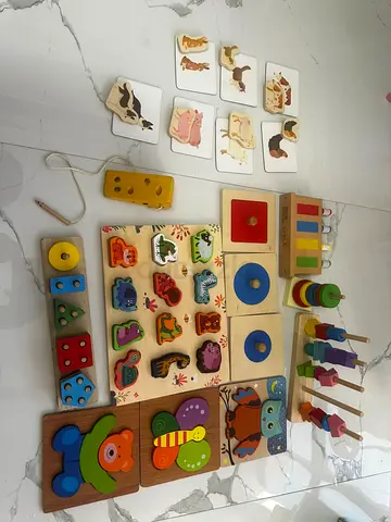 Wooden Educational Toy Bundle — Puzzles, Stacking  Shape Sorters