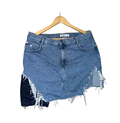 Pull and Bear Distressed Denim Mini Skirt