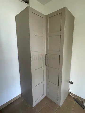 2 Tall Grey Wardrobes - Very Good Condition