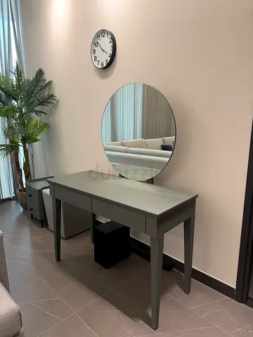 Minimalist Grey Study Table / Console Table with Mirror