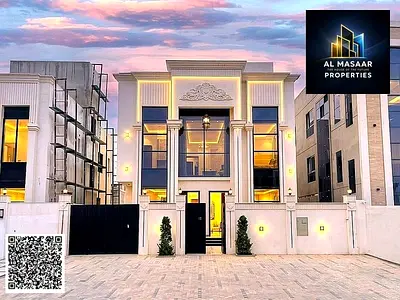 Villa for sale in Ajman | Al Helio 2 area | 5 bedrooms, majlis, 2 living rooms, and roof terrace | Freehold | Price includes registration fees and is