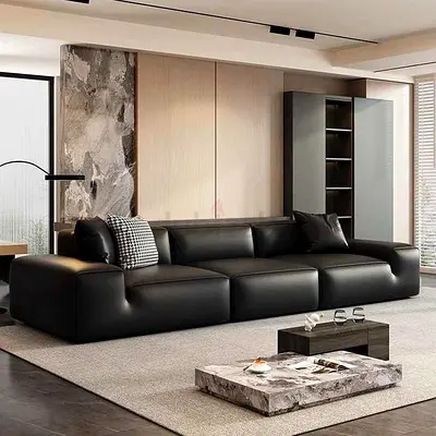 Brand new black colour 3 seater leather Sofa