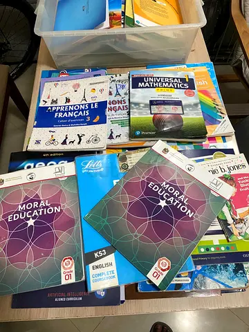 Mixed School Textbooks  Workbooks Set – KS3/Secondary (Maths, English, French, Moral Education)