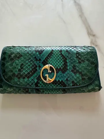 Gucci Green Python Long Wallet