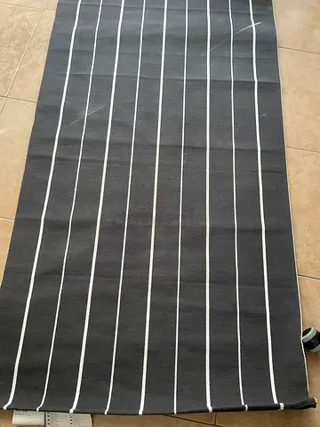 IKEA SOFTEN rug 80x150 cm - dark grey with white stripes, good condition