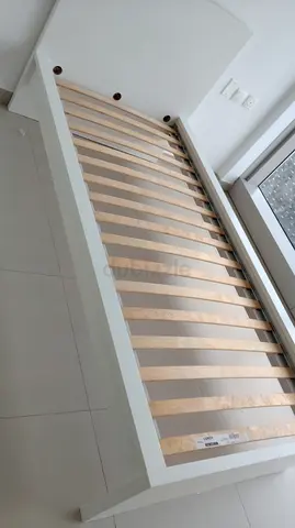 Ikea White single wooden bed frame with slats