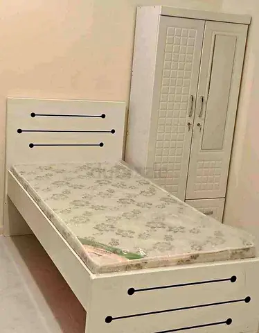 Brand New Single White Bed Frame with Mattress and Matching Wardrobe