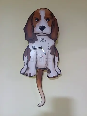 Cute Dog Wall Clock with Wagging Tail - Used