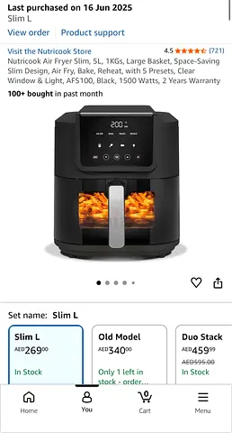 Nutricook Nutri Air Fryer Slim L - 1500W (Like New)