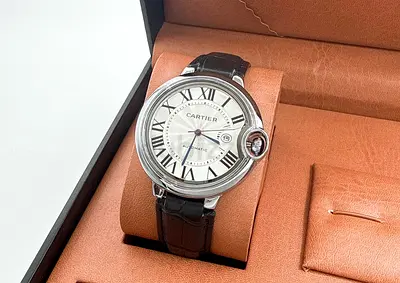 Cartier Ballon Bleu Automatic Mens Watch with Leather Strap