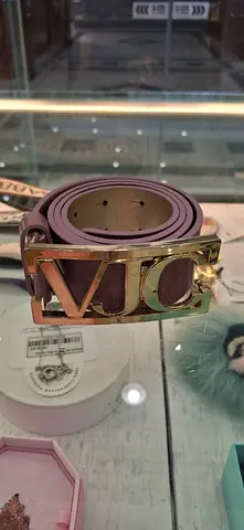 Valentino Garavani Lavender Leather Belt with Gold Buckle