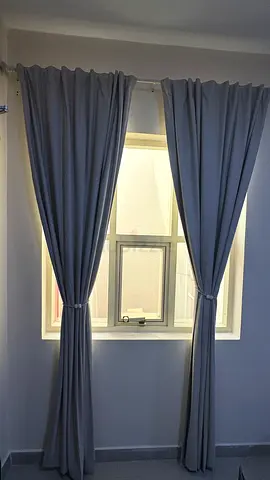 6 pieces  - Beige Blackout Curtains with Rod and Tiebacks- 3 meters