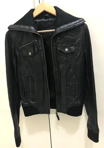 Genuine Leather vintage jacket from Stradivarius size S for 500 AED.
