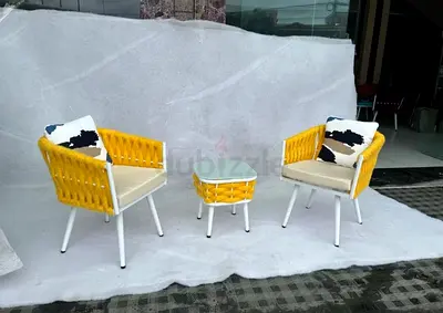 Yellow Woven Outdoor/Patio 2-Seat Set with Side Table