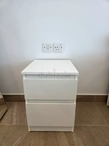2 x (Pair of) White 2-Drawer Bedside Table / Nightstand - Good Condition. Price for 2 items.