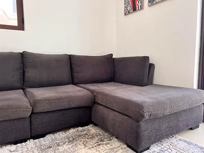 Must pick up today. Grey L-shaped Sectional Sofa with Chaise - Good Condition