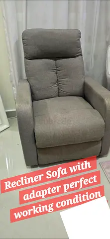 Gray Fabric Recliner Sofa – Good Working Condition