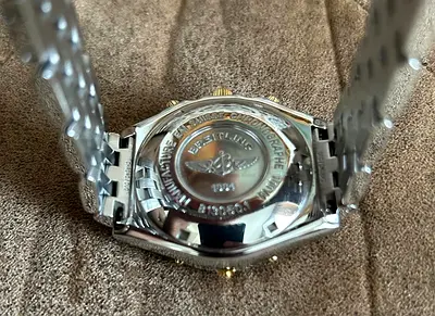 Breitling Chronomat 39 Automatic Gold Steel Blue Dial Mens Watch (Original)