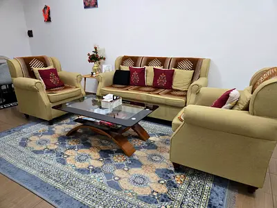 3-seater sofa set with two armchairs and coffee table - good condition