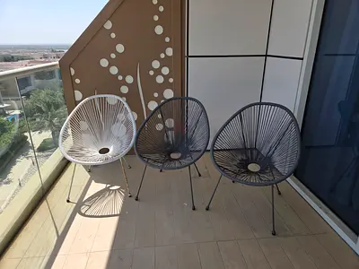 Set of 3 Outdoor Acapulco-style Patio Chairs (2 Grey, 1 White) + 1 green for free