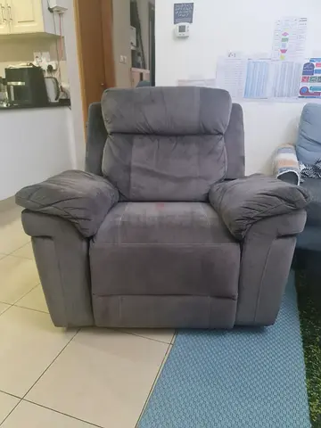 Comfortable Large Grey Recliner Armchair - Good Condition