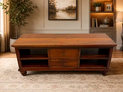 Marina Home solid wood tv table with 2 Drawers